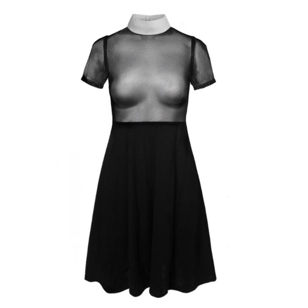 Rare Deandri Minnie Priest Collar Powermesh Dress